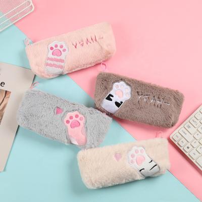 China Schools & Offices less MOQ free sample printing logo/size custom promotion Pen Holder Plush Pencil Case with zipper for sale