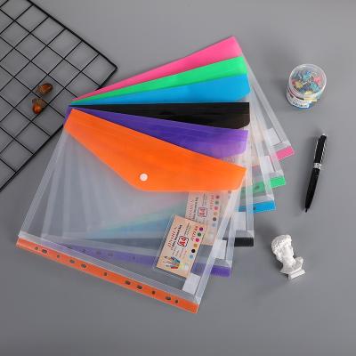 China SIZE Clear Transparent Plastic PP A4 Poly PP Document Envelopes File Bags With Button Closure for sale