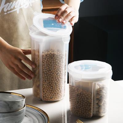 China Airtight Power Sealed Air Tight Food Storage POP Button Plastic Container Eco-friendly Freshness Preservation Pantry Rice Jar Cereal Food Container PP for sale