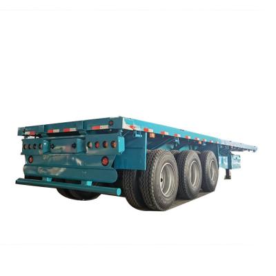 China China Manufacturer 3 Axles 40ft Frame High Bed Skeleton Platform 40ft Container Flatbed Truck Semi Trailer Truck Manufacturer for sale