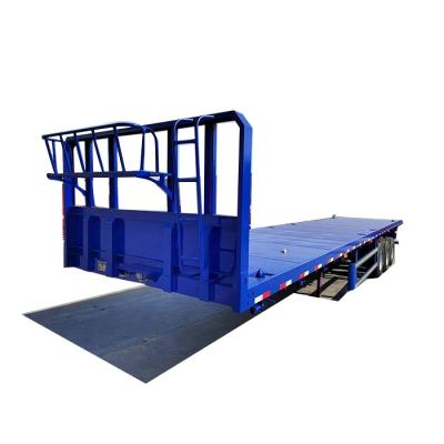 China Tri Axle Truck Trailer Dul Four Axles 30-60 Tons Flat Bed Trailer Cargo 3 Axles 40ft Flat Bed 20ft 40ft 45ft Container 3 Axles for sale