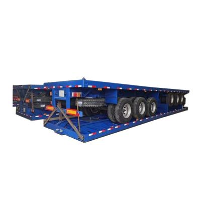 China Truck trailer 40ft 50 ton extendable aluminum rail 21m flatbed semi trailer 60ft flatbed trailer accessories for sale