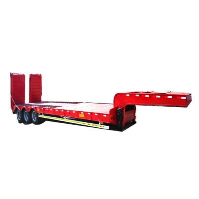 China 20ton Low Bed Transport Trailer 2 Axles Digger Excavator Truck Low Bed Transport Trailer 20ton With Ladder Ramp For Sale for sale