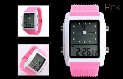 China Reloj unisex resistente del tiempo dual del reloj análogo del LCD de agua en venta