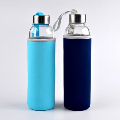 China WITH LID Custom Design BPA Free Wholesale Borosilicate Glass Drinking Water Bottle for sale