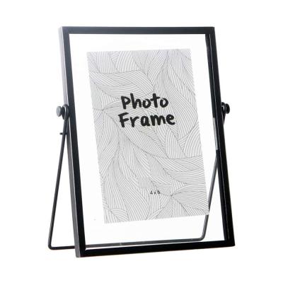 China Home Decoration 4x6inch Creative Iron Picture Frame Geometric Glass Metal Stereo Photo Frame for sale