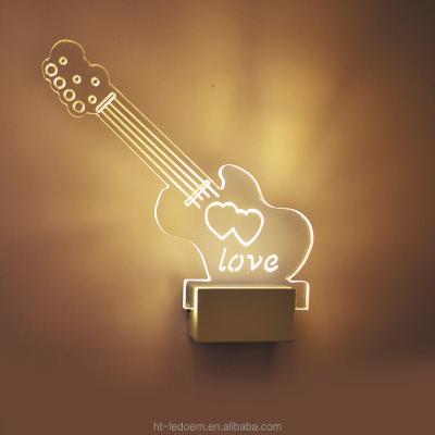 China Modern Creative Guitar Shaped Indoor Acrylic Led Wall Lamp LED Light Fixture for sale