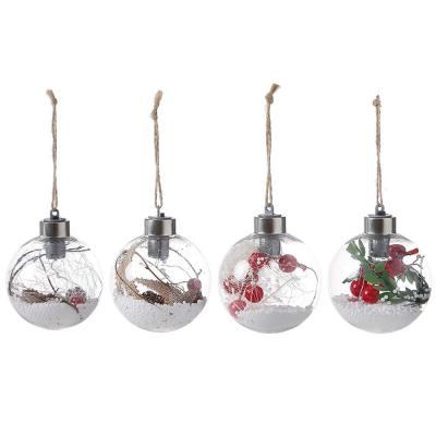 China Christmas Tree Ornaments New Christmas Ornaments Hanging Transparent Plastic Led Christmas Tree Gifts Snow Ball for sale