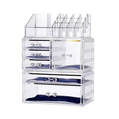 China Cosmetic Clear Acrylic Drawers Makeup Box Display Storage Organizer Jewelry Storage Acrylic Cabinet Cabinet Box for sale