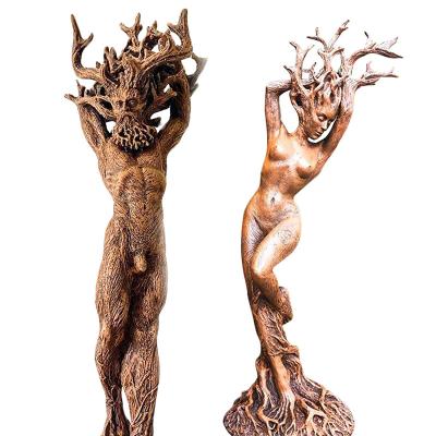 China Durable Green Man Resin Tree God Statue Ornaments Forest Goddess Statue Resin Dryad Ornaments for sale