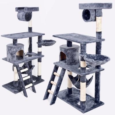 China Viable Factory Wholesale Pet Furniture House Products MDF Sisal Top Plush Scratcher Cat Tower Cat Tree for sale