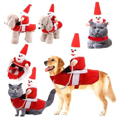 China Hot Selling Viable Dog Clothes Funny Toys Christmas Pet Costume Dog Christmas Clothes With Santa Claus Doll for sale