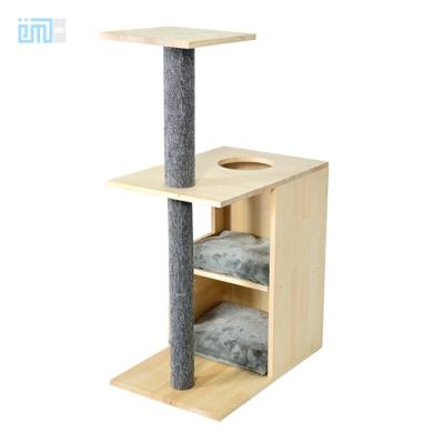 China GMTPET Viable Products Factory Wholesale Cat Furniture OEM Large Cat Scratching Tree Wooden Cat for sale