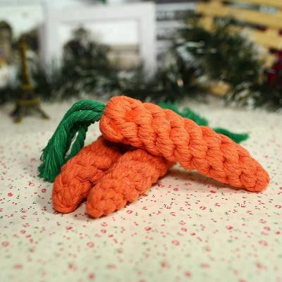 China Cute Stocked Carrot Design Pet Toys Tie Rope Dog Chew Toy Cotton Rope Interactive Pet Toys for sale