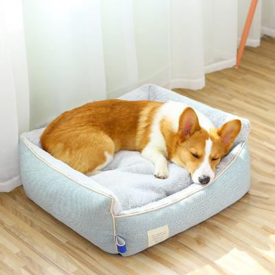 China Custom Non-slip Bottom Indoor Pet Stocked Dog Bed Padded Comfortable Sleeping Orthopedic Dog Bed for sale