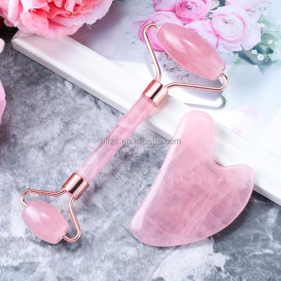 China Private label face lift rose quartz jade roller jade roller massage and guasha stone private label for sale