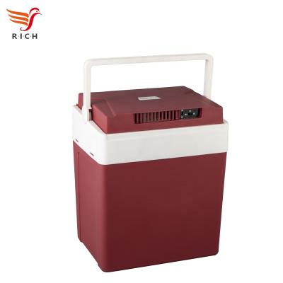 China DC 12v Mini Cooler Box Car Electric Fridge Heater 25L Cooler Box With Wheels for sale