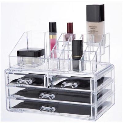 China Sustainable Makeup Organizer 2 Piece Cosmetic Storage Drawers And Jewelry Display Box for sale