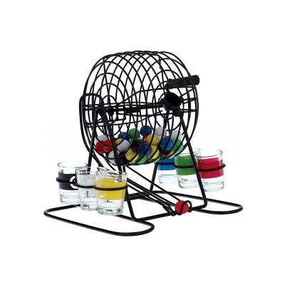 China Eco-friendly Material Drinking Bingo Game With Different 6 Color Shot Glasses And Metal Cages for sale