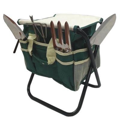 China 7Pcs GARDEN TOOL Garden Tool Kit All-in-One Garden Tools and Tool Tote Bag, Folding Stools for Yard Fish Camp Beach for sale