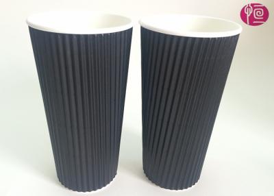 China 24oz Triple Wall Heat Insulated Ripple Paper Cup With Lid / FDA Certificated for sale