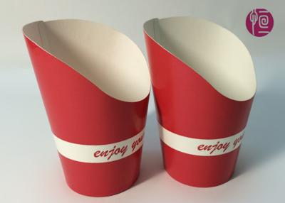 China 9oz Height 120mm French Fries Cup , Double PE Coated Hot Chip Cup for sale