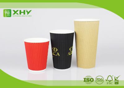 China 24oz Corrugated Bigger Recycled Ripple Paper Cups With Neutral Red Black Color Printing for sale