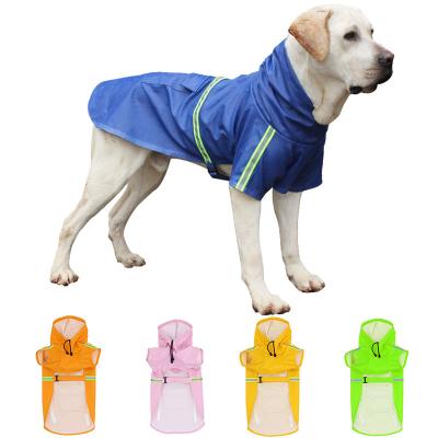 China Sustainable Dog Raincoat Reflective Raincoat Zipper Clothes Hooded High Neck Overalls For Small Large Dogs for sale