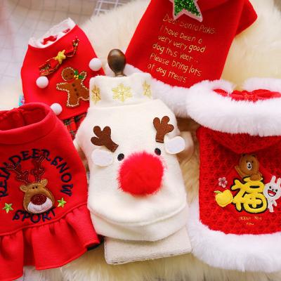 China New Sustainable Christmas Winter Dog Clothes Winter Pet Small Dog Coats Puppy Cat Sweaters Dog Cotton Clothes for sale