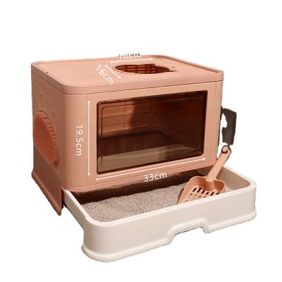 China Fully Enclosed Collapsible Stocked Cat Litter Box Cat Toilet for sale