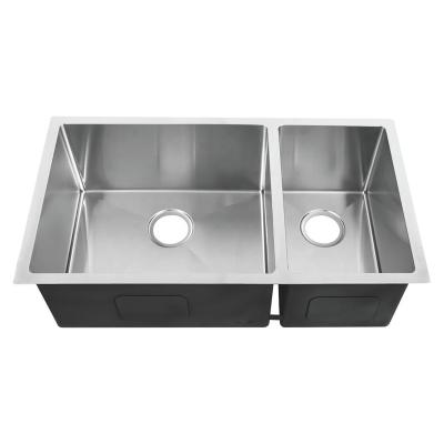 China Without Faucet Factory Supply Customized Size 304 Stainless Steel Double Sink For Kitchen for sale