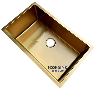 China Without Faucet Hot Sale Gold Basin 304 Stainless Steel Kitchen Sink Single Bowl Gold Kitchen Sink for sale