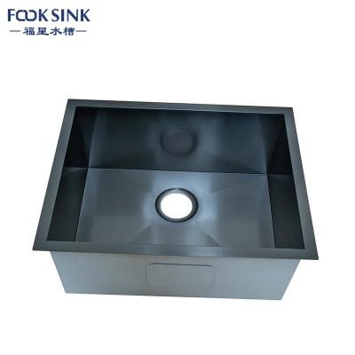 China Without Faucet PVD Stainless Steel 304 Undermount Bowl Basin Wash Handmade Single Kitchen Sink for sale