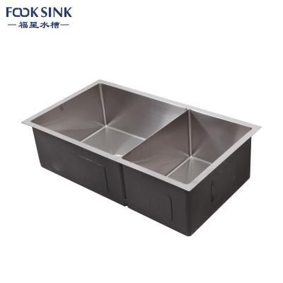 China New 304 Stainless Steel Good Quality Faucet Hotel Restaurant Double Bowl Custom Size Kitchen Sink Without for sale