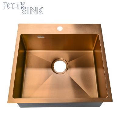 China Without Faucet Anti-scuff Drop In Kitchen Topmount Stainless Steel PVD Gold NANOS Sinks for sale