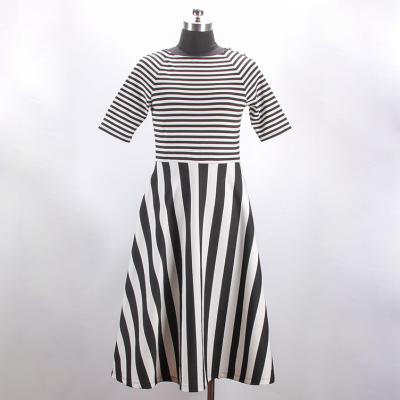 China Wholesale Custom Casual Dress Anti-Static Loose Striped Short Sleeve Maxi Dress For Women for sale