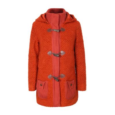 China Anti-wrinkle top dyed wool mohair orange dobby coated long wool blend coat women for sale