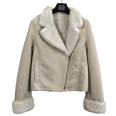 China QUICK DRY Latest Design Promotional Fur Lined Women Faux Fur Jacket Suede Jacket Woman Leather Wholesale for sale