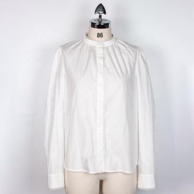 China Custom Solid Anti-pilling Long Sleeve Designer Shirts White Cotton Shirts For Women 2021 100% Organic Cotton for sale