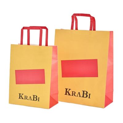 China Recyclable Art Paper Bag Shopping Paper Bags Customized Company Logo High Quality Durable Packaging Kraft Paper With Flat Handles for sale