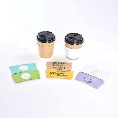 China MZ 8/12/16oz Disposable Hot Bubble Tea Coffee Water Cup Sleeves White Custom Kraft Paper Cup Sleeve Holder for sale