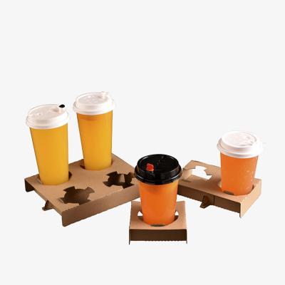 China MZ Disposable Beverage Takeaway Restaurant Supplies Foldable Tray Cardboard Paper Cup Holder Coffee Cups Carrier for sale