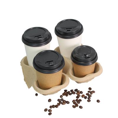 China MZ Tray Carrier Molded Pulp Tray Biodegradable Hot Drinks Cup Holder For Coffee Cup Paper Pulp Takeaway Packaging Cup Holder for sale