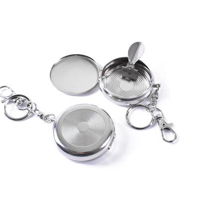 China Wholesale Portable Small Metal Key Chain Pocket Ashtray Tin Ashtray With Lid for sale