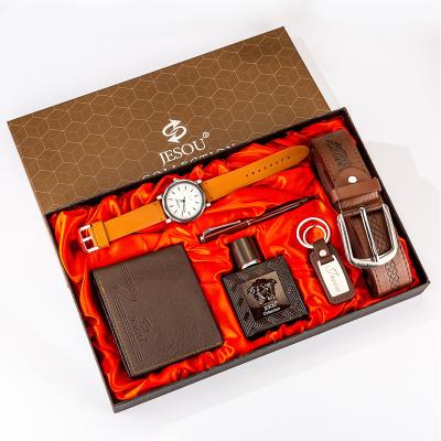 China Travel Agency Novelty Business Men's Gift Set Key Chain Watch Wallet Belt Perfume Gifts For Men for sale