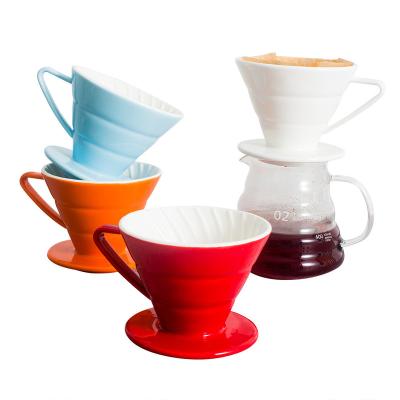 China Wholesale Classic Coffee Tool Bartender V60 Coffee Flow Device Ceramic Coffee Brewing Filter Mug Cone Shape Design Cone Shape for sale