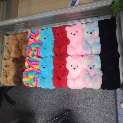 China Wholesale Cheap Multi Color Soft Plush Teddy Bear Women's Home Slippers Plush Teddy Bear Slippers Soft Teddy Bear for sale