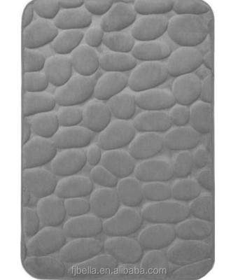 China Anti-Slip Luxury Color Memory Foam Pebble Bathroom Floor Super Soft Stone Bath Mat Plain - Gray for sale