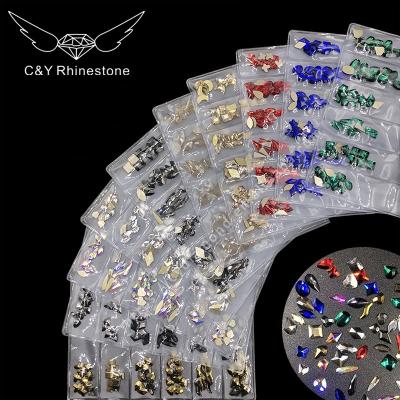 China Luxury Nail D N7 Mixed Shapes Stones AB Glass Colors 3d Nail Art Decoraction Crystal FlatBack Rhinestone for sale