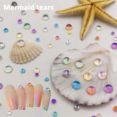 China Nail D Top Luxury Mermaid Nail Art Clear Glass Rhinestone Crystal Size Half Pearls Beads Flatback for sale